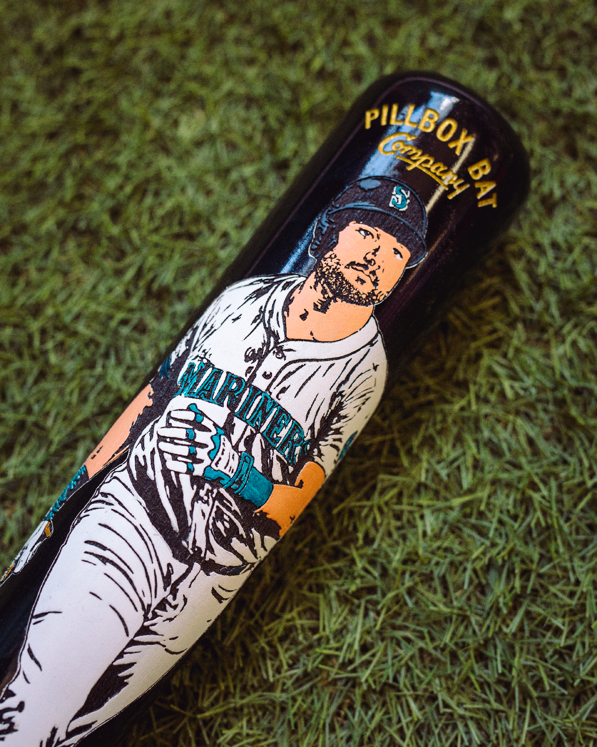 PREMIUM VERSION Cal Raleigh - 2025 AL Home Run Champ Art Bat (Seattle Mariners)