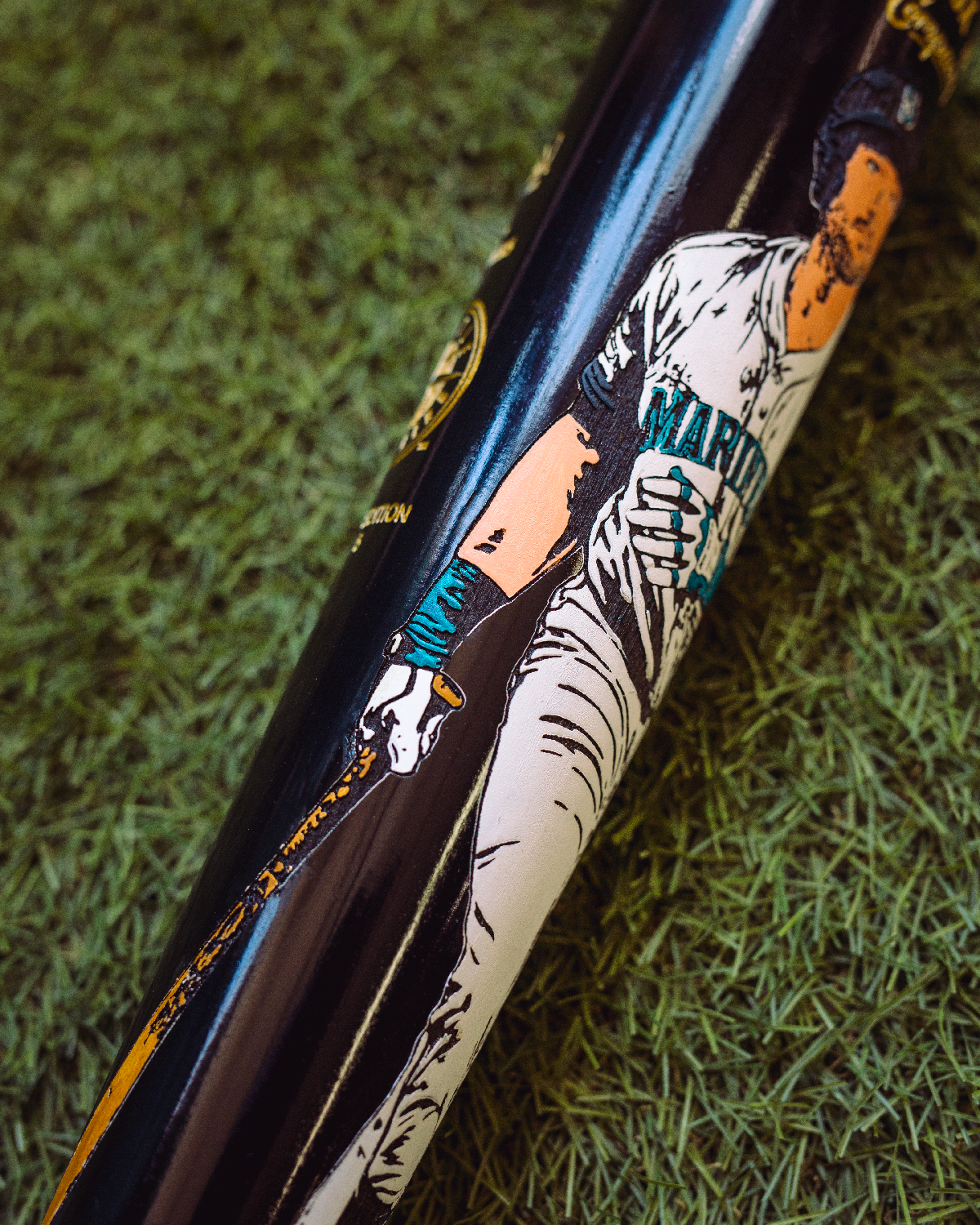PREMIUM VERSION Cal Raleigh - 2025 AL Home Run Champ Art Bat (Seattle Mariners)