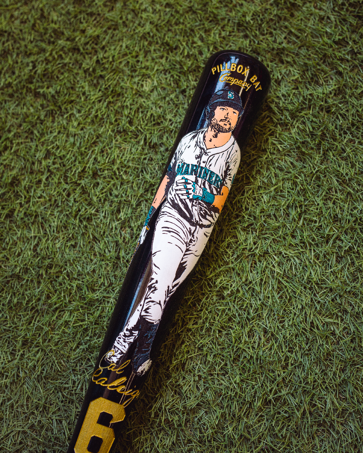 PREMIUM VERSION Cal Raleigh - 2025 AL Home Run Champ Art Bat (Seattle Mariners)