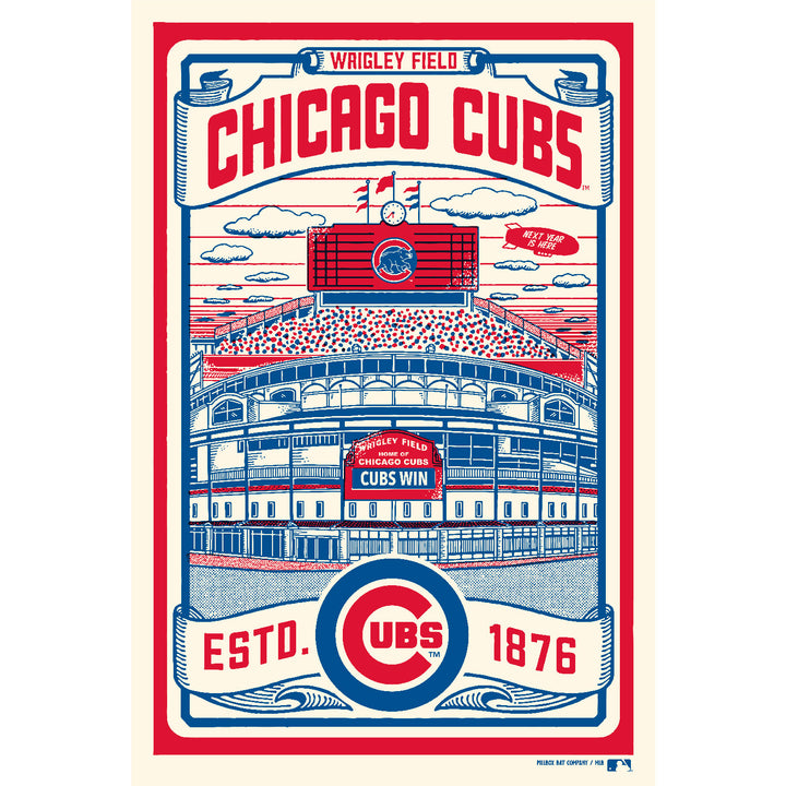 1946 Chicago Cubs Flags of Wrigley Field Art par Row One Brand