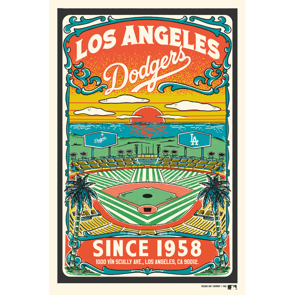 電光ウォールアート ロサンゼルスドジャース新品送料込みDODGERS Los Angeles Dodgers “Ocean Sunset” - Silkscreen Print (MLB