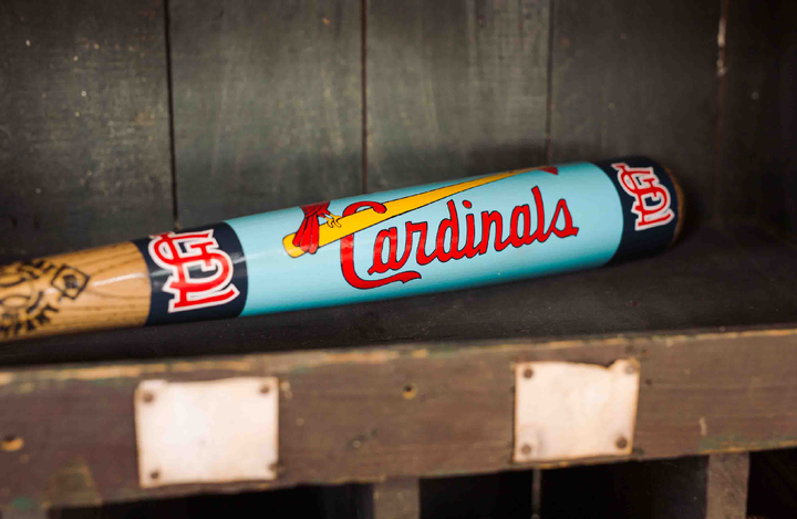 St Louis Cardinals circa 1976 Road Uniform - Painted Art Bat (MLB Coop