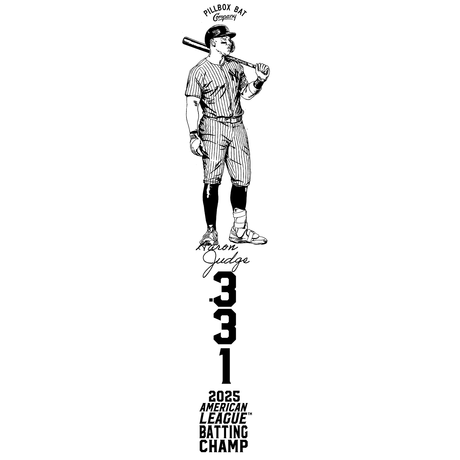 PREMIUM VERSION Aaron Judge - 2025 AL Batting Champ Art Bat (New York Yankees)