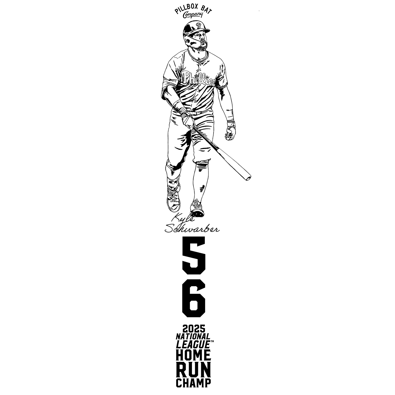 Kyle Schwarber - 2025 NL Home Run Champ Art Bat (Philadelphia Phillies)