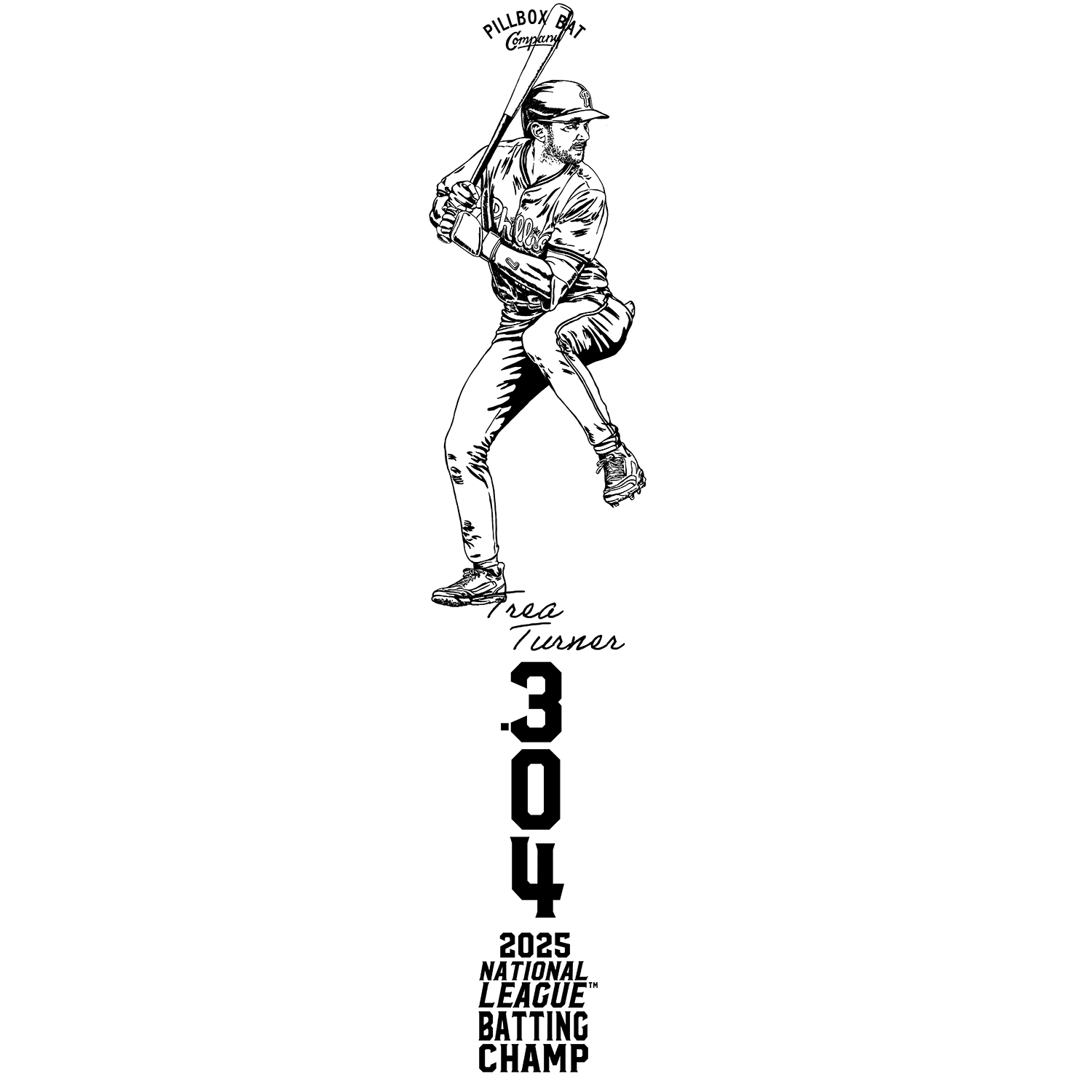 Trae Turner - 2025 NL Batting Champ Art Bat (Philadelphia Phillies)