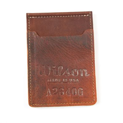 Louisville Slugger Leather Baseball Mitt Bi Fold Wallet with clip used